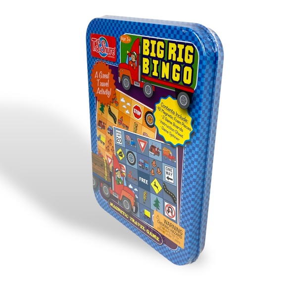 Big Rig Bingo Magnetic Travel Game Tin Storage Case Car Trip Activity TS Shure - Picture 4 of 10
